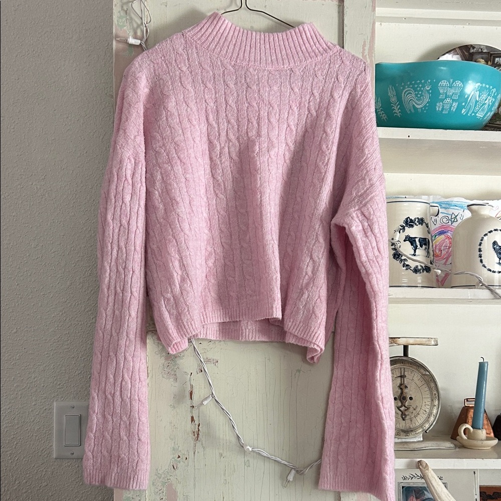 Pink Cable-Knit Women's Sweater